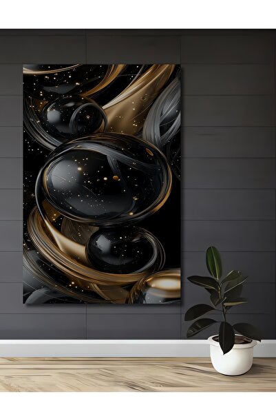 Teona Ahşap Sfere aurii și negre Artă abstractă modernă Tablou decorativ din ...