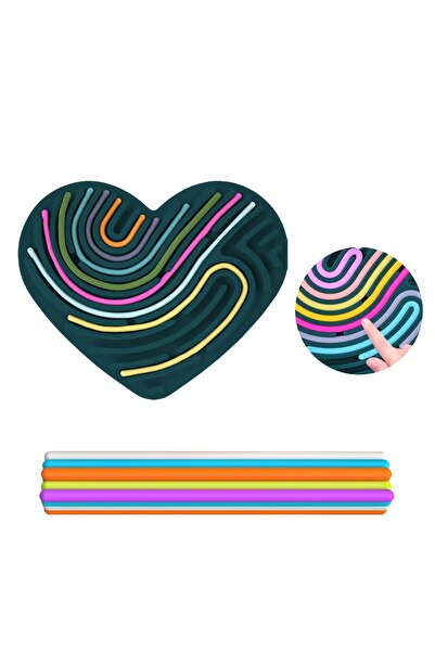 OEM Tabla de activitati senzoriale in forma de inima, verde, din silicon, cu 11 bete colorate