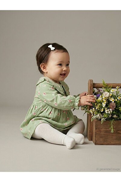 LC Waikiki LCW baby Bebe Yaka Çiçekli Müslin Kız Bebek Elbise