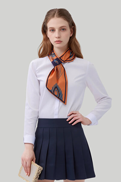 Walkenzo Feather Pattern Modern Elegant Design Double-Sided Stylish Women's Tie Scarf