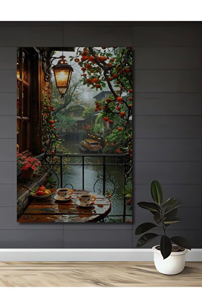 Teona Ahşap Yağlı Boya Görünümlü Nostaljik Manzara Ahşap Dekoratif Ev,Antre,S...