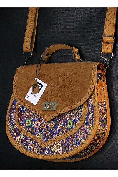 PUJİVA Büyük Boy Etnik Tarz Kilim Desenli, Omuz Askılı, Fermuarlı, Kilitli, D...