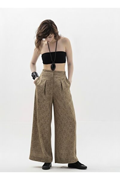 Marcelle Leandra Yüksek Bel Bol Paça Palazzo Pantolon –