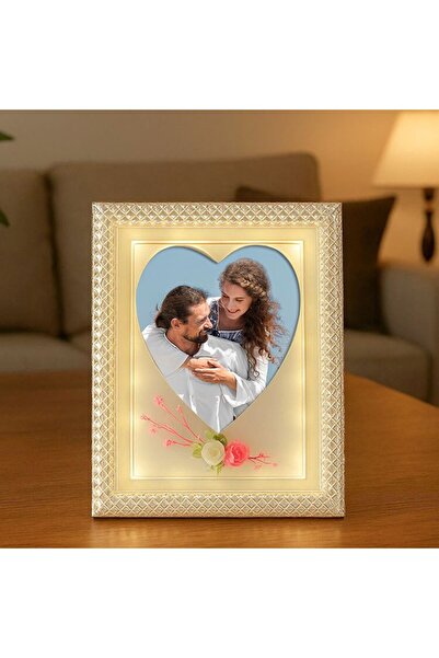 BADEAVM Kalpli Led Işıklı Kristal Fotoğraf Çerçevesi - 20x25cm
