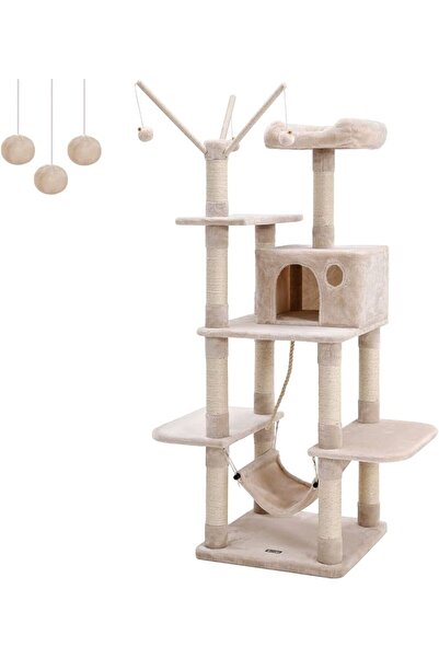 feandrea XXL Tırmanma Ağacı, Hamaklı Sağlam Tırmalama Direği, Mağara, Oyun Si...