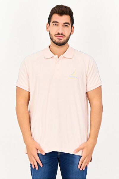 Nautica Men Regular Fit Embroidered Logo Short Sleeve Polo Shirt, Pink