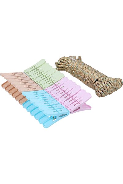 DELCASA مشابك غسيل بلاستيكية مع حبل