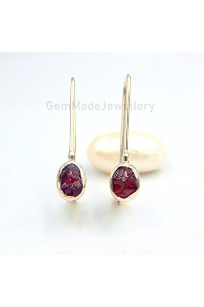 alpsilverart Kadınlar için El İşi Gümüş Altın Kaplama Ham Garnet Taşlı Otanti...