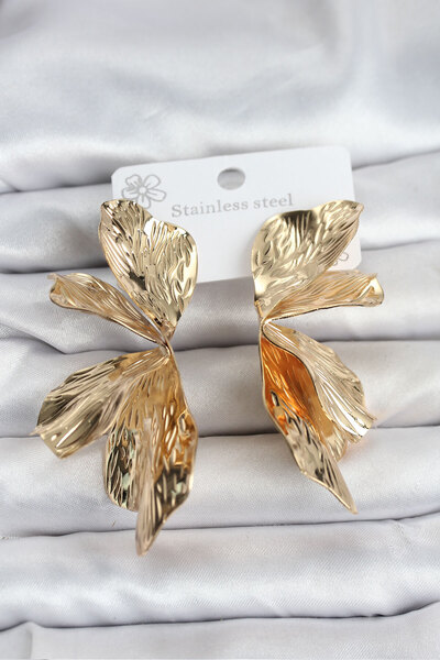 Epilons 316L Steel Gold Color Lotus Leaf Women's Earrings - Tj-Bkp11501 Zenvi...