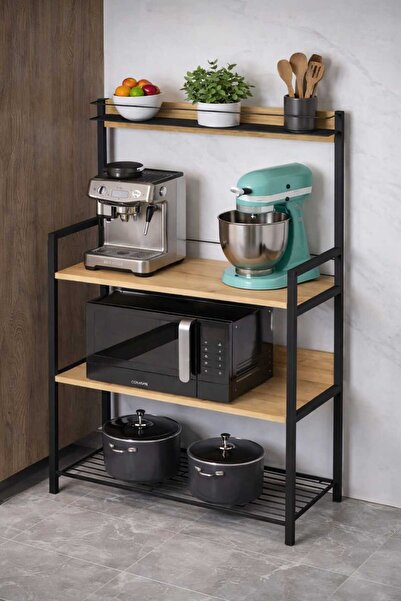 İMOKA DİZAYN Metal Sepetli Çok Amaçlı Mutfak Bangosu Kahve Köşesi Airfryer ve...