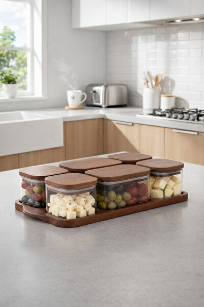 Paşabahçe 6'lı Cam Kahvaltılık Seti - Akasya Kapaklı-Akasya Standlı Vakumlu Sızdırmaz