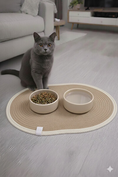 ÖRGÜM Kedi Beslenme Paspası Kedi Mama Altlığı 50x30 Cm ( MAMA KABLARI DAHİL D...