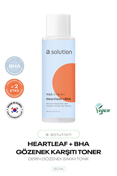 a solution Hassas Ciltlere Özel Derin Gözenek Bakım Tonik Heartleaf + BHA Toner