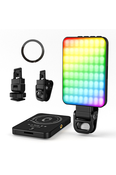 Choice مع إضاءة سيلفي صغيرة مغناطيسية سوداء RGB LED حلقية الشكل لأجهزة iPhone...