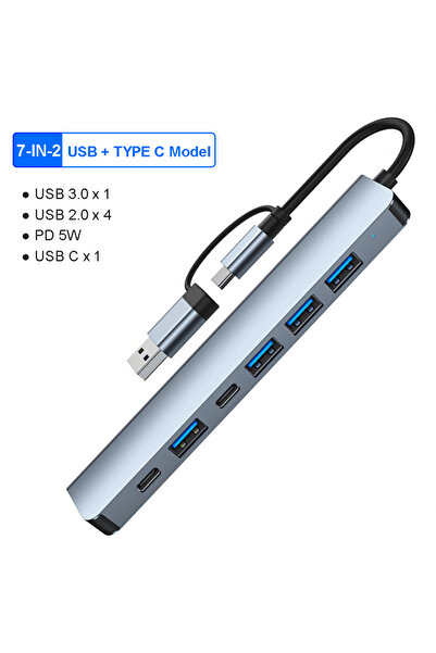 Kebidumei 7-IN-2 8-IN-2 USB HUB 3.0 USB C HUB Dock Station 5Gbps High Speed Transmission USB Splitter Type C t