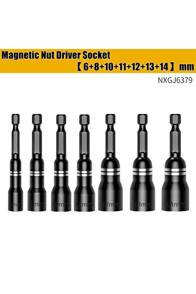 Choice14 7pcs CR-V Steel Magnetic Nut Screwdriver Sket Bits For Power Drills ...