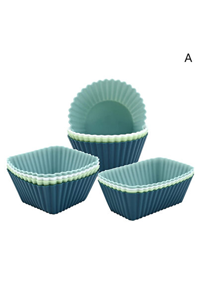 Choice A 12Pcs 4/10/12Pcs Reusable Silicone Cupcake Baking Cups Non-Stick Muf...