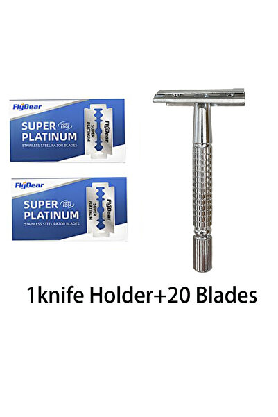 Choice4 1 handle 20 blades Stainless steel double-sided shaver, men's shaver, sharp blade replaceable, old-