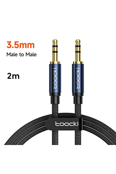 Toocki كابل صوت أزرق ثلاثي الأجزاء بطول مترين، مزود بمقبس 3.5 ملم، مناسب لسما...