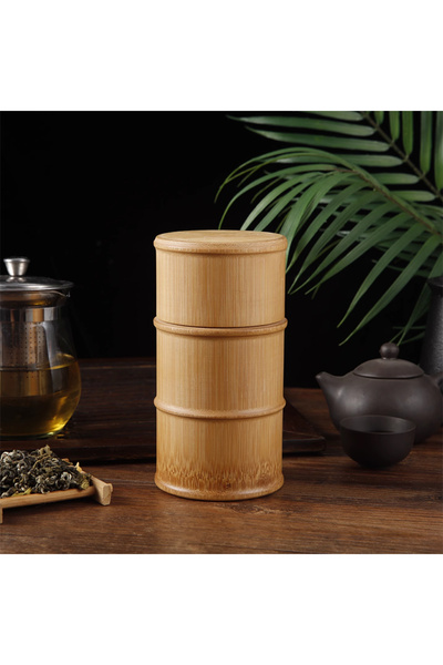 Choice علبة شاي من الخيزران الطبيعي، ارتفاع 15 سم، صندوق تخزين طعام، صندوق تخ...