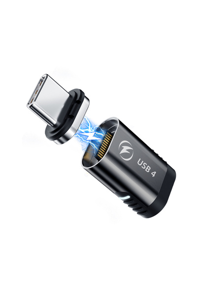 Choice محول مغناطيسي USB 4 من النوع C بزاوية 180 درجة (40 جيجابت في الثانية) ذو 24 سنًا بقدرة 140 واط لأجهزة ماك بوك برو وإير 40 جيجابت/ثانية 20 جيجابت/ثانية 8K@60Hz الولايات المتحدة