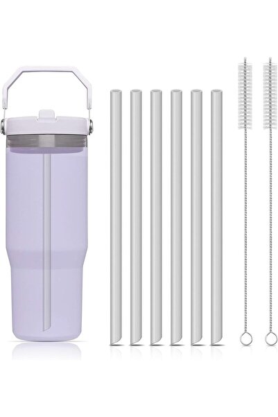 Choice 6pcs 6pcs Reusable Straws Plastic Straws with Cleaning BrushCompatible...