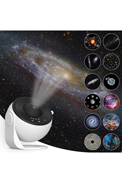 Choice جهاز عرض ليلي أبيض 12 في 1 بتصميم سماء مرصعة بالنجوم بدقة 4K HD، يدور 360 درجة، مناسب لغرفة النوم...