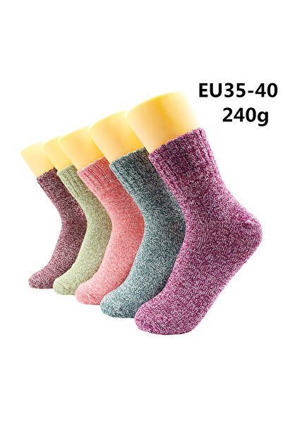 Choice EU35-40 5 Pairs -YM004 5 Pairs Winter Warmer Women Thicken Thermal Wool mere Snow Socks Fashion Casu