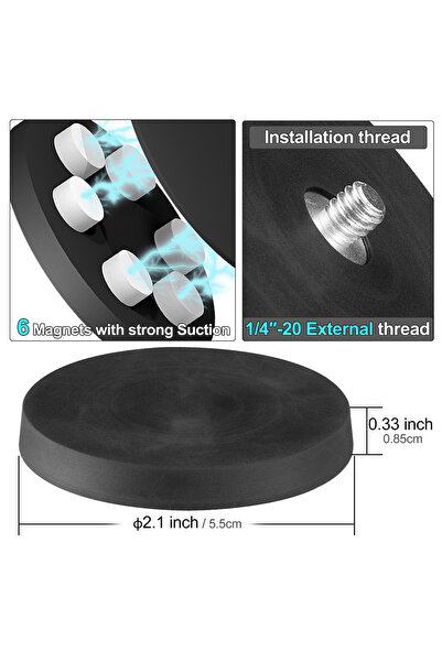 Choice حامل كاميرا الحركة D55mm 1/4 بوصة، قاعدة تثبيت مغناطيسية ببرغي 1/4 بوصة