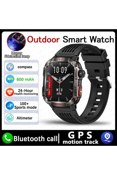 Choice حزام سيليكون أسود، ساعة ذكية عسكرية جديدة للرجال مزودة بنظام تحديد الم...