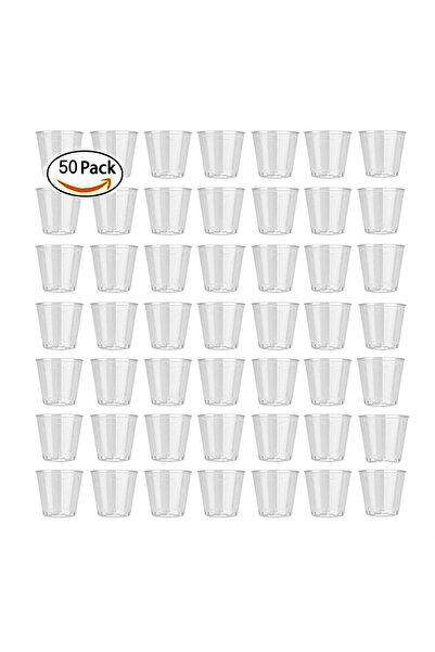 Choice A 50Pack 30ML Clear Hard Plastic Disposable Cups Party Shot Glasses Jelly Mug One Time Use Tumblers.