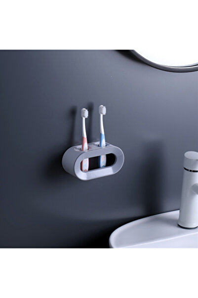 Choice حامل فرشاة الأسنان الكهربائية باللون الرمادي الفاتح مع فتحتين وحامل ذا...