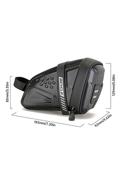 Choice Black Bike Saddle Bag 1L Waterproof Storage Black Tail Rear Reflective...
