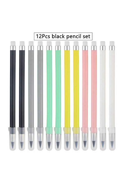 Choice 12Pcs black set 12 Color Pencil Set Cute Drawing Pencil Refill Unlimited Writing Pencils Eternal Era