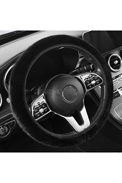 Choice غطاء عجلة قيادة شتوي دافئ من SEAMETAL أسود، غطاء ناعم مخملي، مرن، مانع...