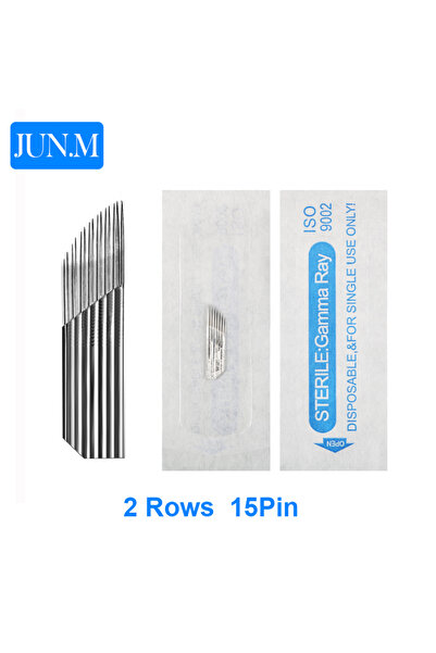 Choice 2Rows 15pin 50pcs Sterilized Disposable Microblading Eyebrow Needle Blade 2 Rows 15Pins Permanent Ma