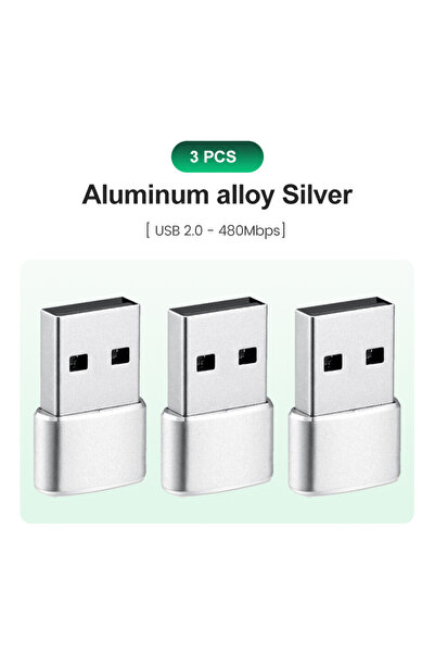 Choice 3 قطع من محول USB إلى USB-C فضي اللون لهاتف iPhone 17، محول شاحن سيارة...