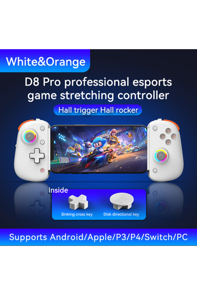 Choice وحدة تحكم D8 PRO-White BSP D8 PRO RGB للأجهزة اللوحية، مقبض لاسلكي لألعاب Switch، يدعم تقنية Bluetooth، J