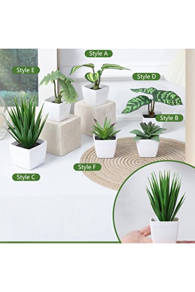 Choice مجموعة واحدة (6 قطع) 231261ZH6، 6 قطع، زهور ونباتات بونساي اصطناعية صغ...
