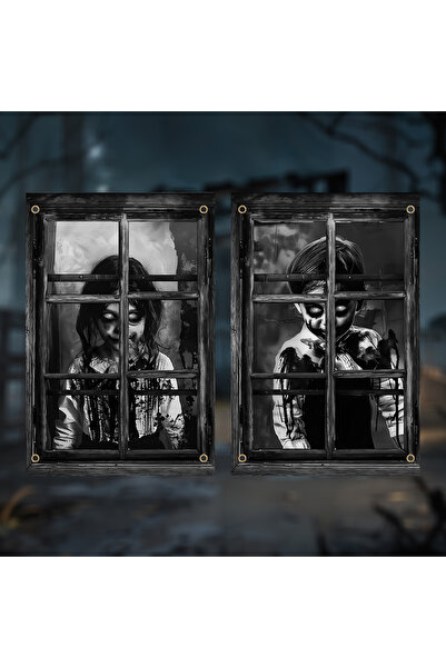 Choice غطاء نافذة قطعتين، ستارة هالوين مخيفة، زينة نافذة هالوين، زينة دماء ها...