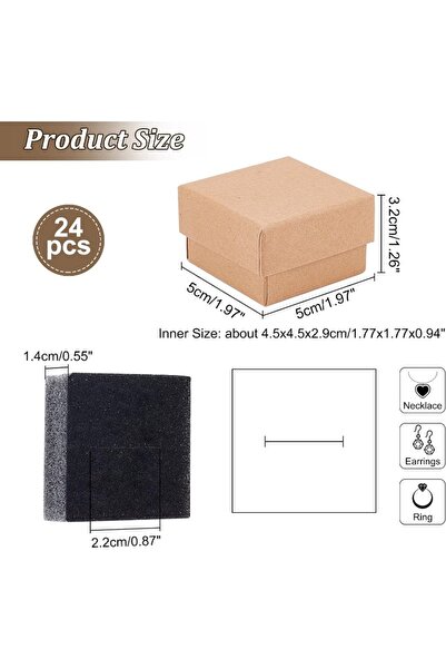 Choice AECH-17891 24 Pcs Square Cardboard Jewelry Set Boxes with Sponge Inside for Jewelry Bracelet Necklac