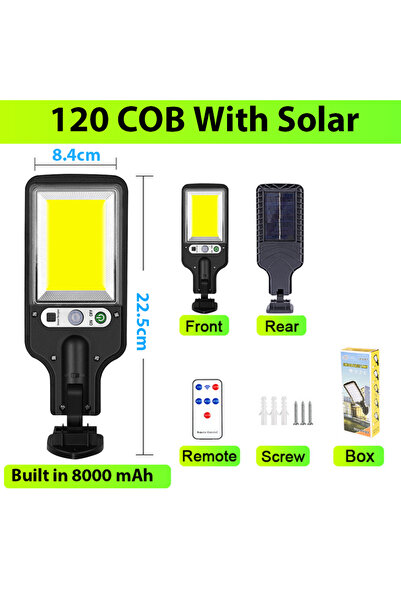 Choice مصباح LED شمسي خارجي بقوة 600000 لومن، مزود بـ 120 مصباح COB، و990 مصب...