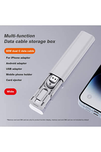 Choice نعم، صندوق تخزين كابلات بيانات متعدد الوظائف 6 في 1 أبيض اللون، مزود ب...