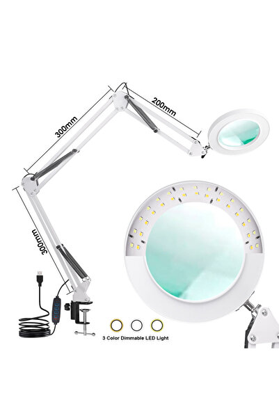 Choice10 3 segment white 72LED 8X/10X NEW Illuminated Magnifier USB 3 Colors ...