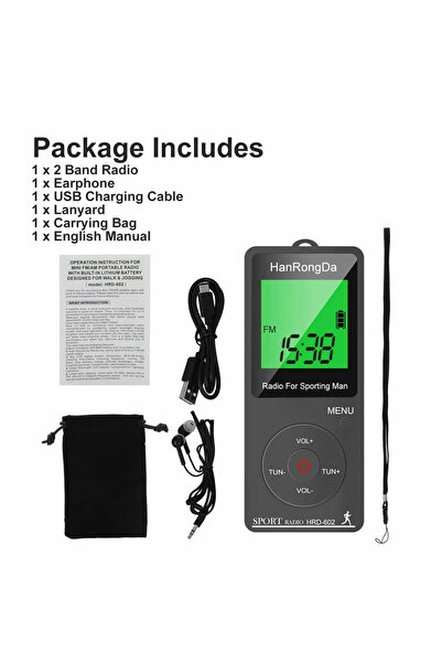 Choice Grey New Portable AM FM Mini Radio LED Display with Pedometer Headphones Digital Tuning Sports Radio