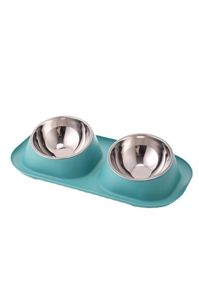 Choice greener 1pc Stainless Steel Double Cat Dog Bowl Cat Food Container Non...