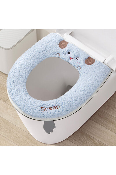 Choice23 Blue 1Pcs Toilet Seat Cover, 150g Lamb Velvet Cotton Toilet Seat, Un...