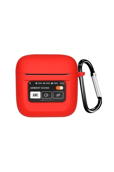 Choice جراب أحمر مناسب لسماعات JBL Tour Pro 2 اللاسلكية، جراب حماية سيليكون ن...