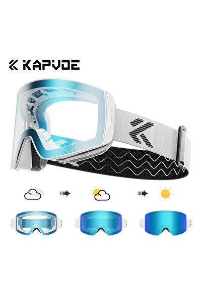 KAPVOE Photochromic-18 Photochromic Ski Goggles Magnetic Anti-Fog Lenses UV400 Protection Men Women