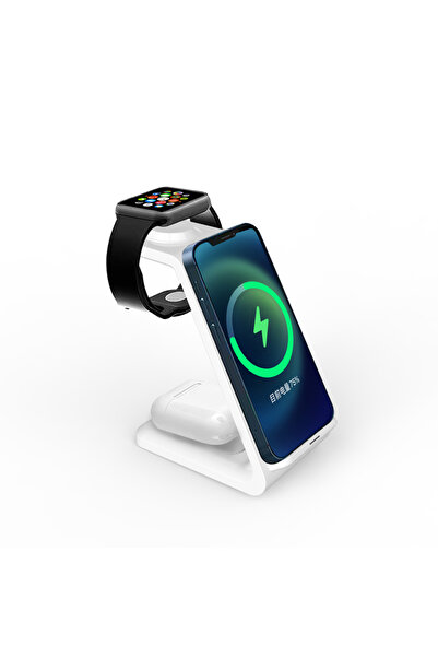 Vikefon white 30W 3 in 1 Wireless Charger Stand for iPhone 15 14 13 12 11 X XR Watch 6 7 8 iWatch Airpods..